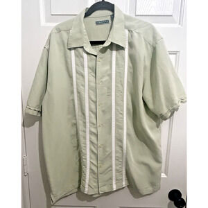 Cubavera Guayabera Shirt Men's XL Sage Green Embroidered Short Sleeve